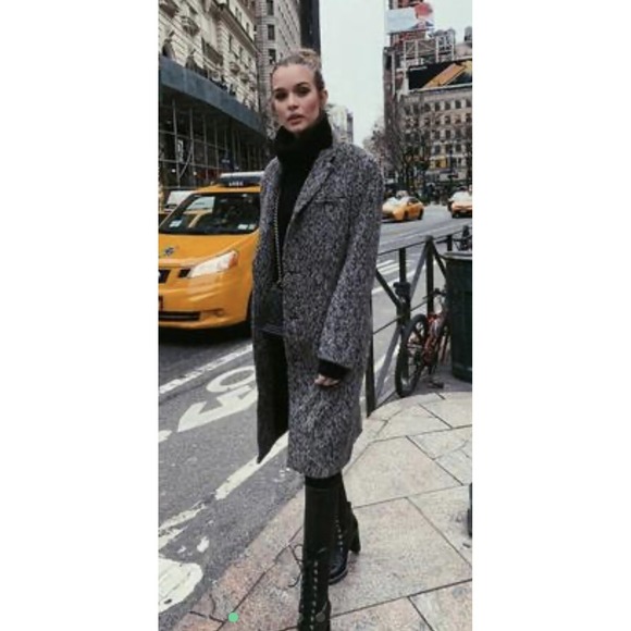 Sandro Jackets & Blazers - $898 Sandro Boucle Black and White Wool Tweed long Dress Coat Jacket EU 38 US 4